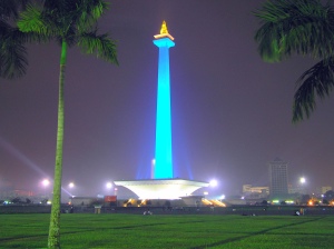 MONAS or National Monument at night. 